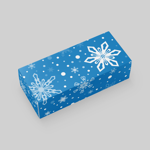 Stomp Packaging 4.875" x 3.625" x 2" / White Paperboard 18pt / Snowflakes Holiday Medium Fold-Over Boxes