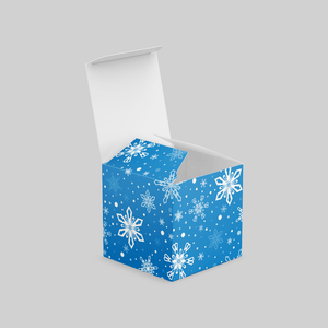 Stomp Packaging 4" x 4" x 4" / White Paperboard 16pt / Snowflakes Holiday Cube Boxes