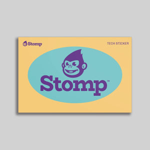 Stomp Tech Stickers 6" x 4" (5" x 3" Oval) / Overlaminated White Vinyl (Removable) Oval Tech Stickers