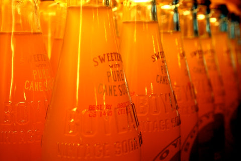 Craft orange soda bottles.