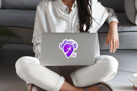 Custom Business Logo Sticker on a Laptop