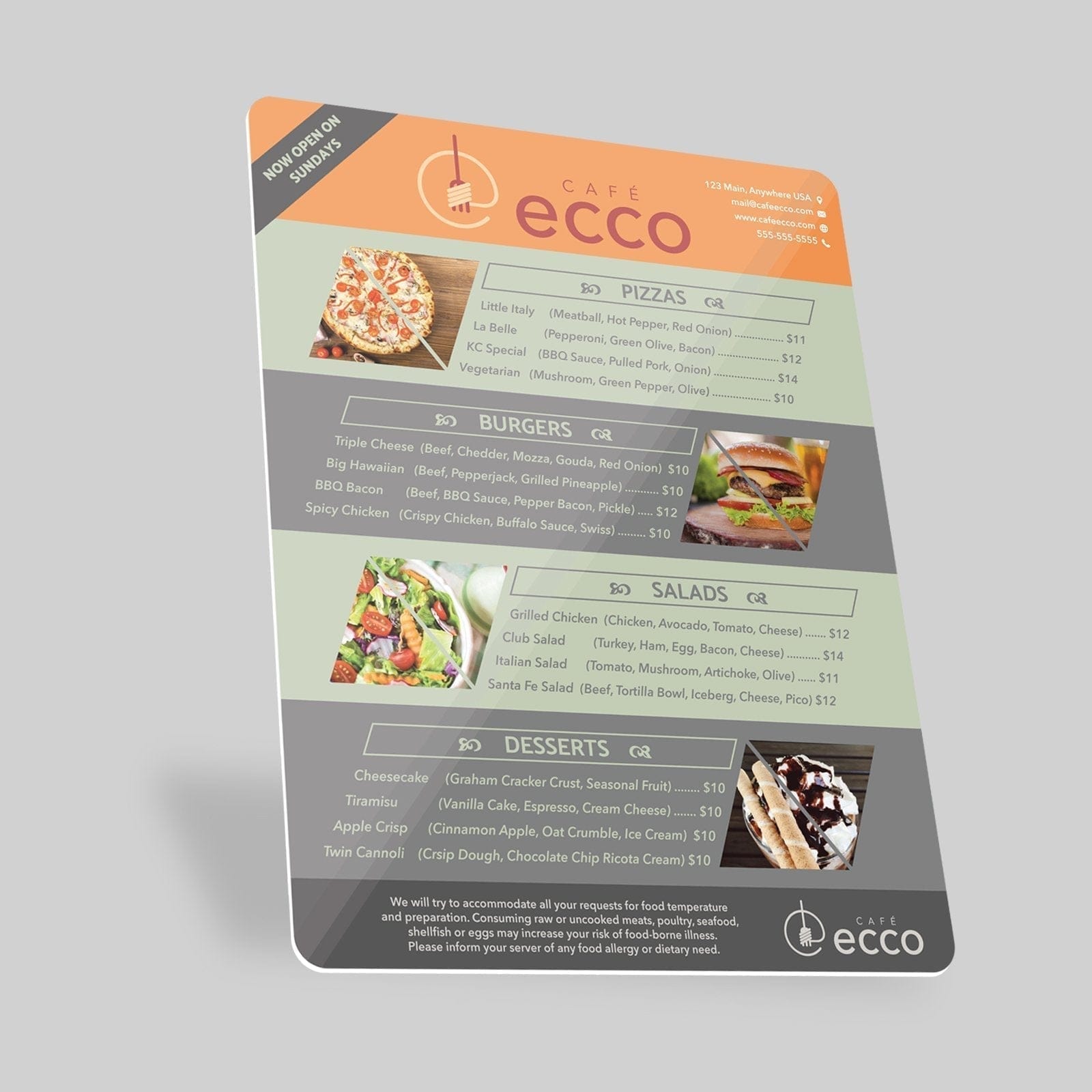 Plastic Menus | Waterproof & Reusable | Stomp Stickers