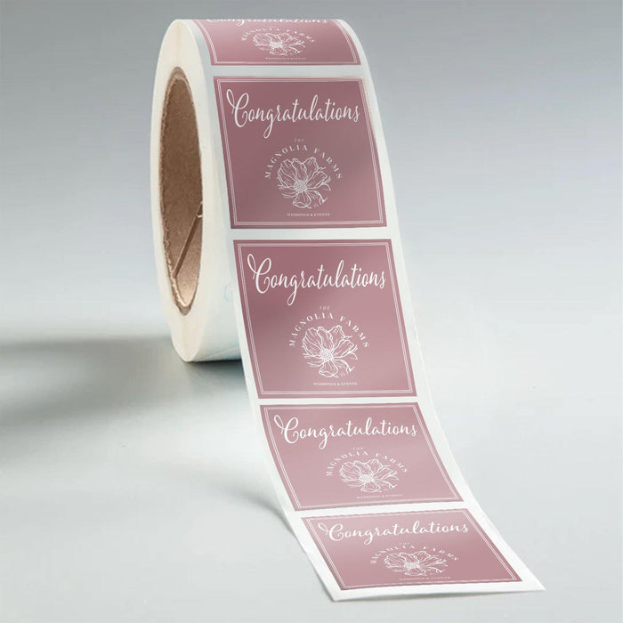 Square Glossy Wedding Labels (Waterproof)