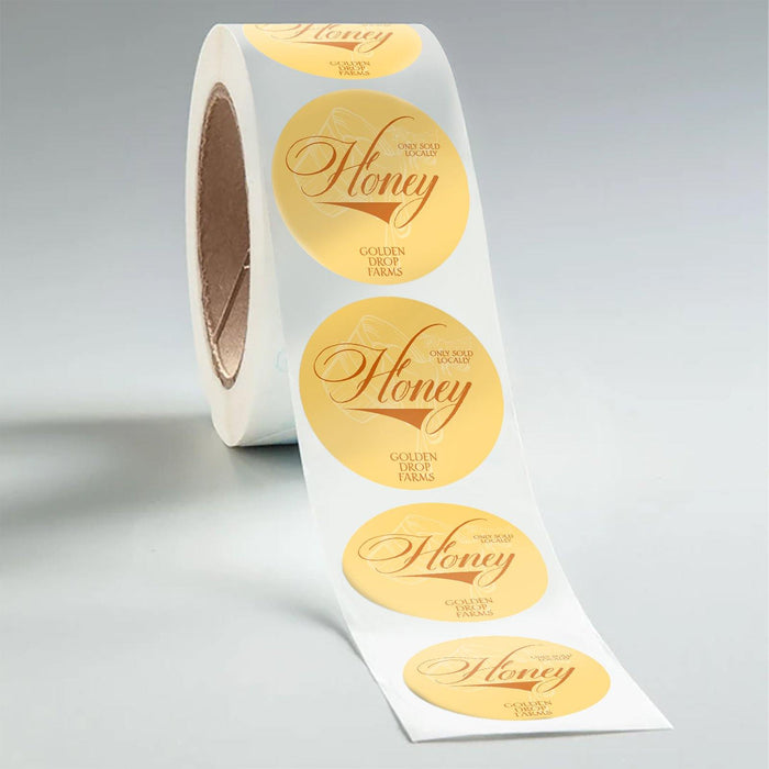 Circle Glossy Honey Labels (Waterproof)