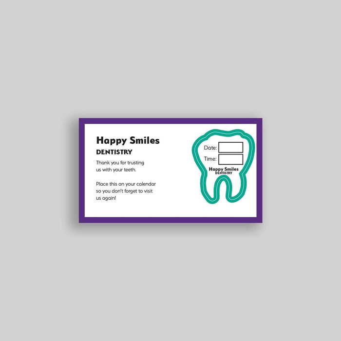 Appointment Cards with Peel-Off Tooth
