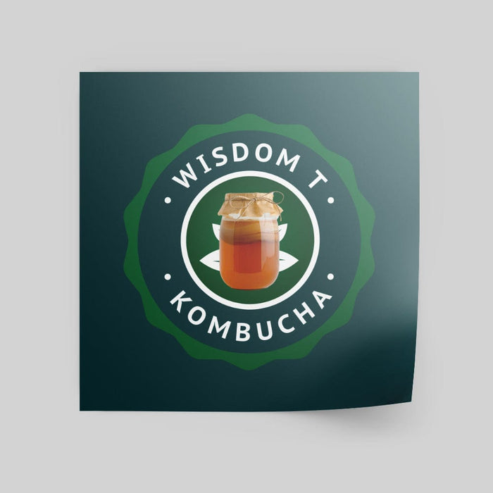 Square Kombucha Stickers