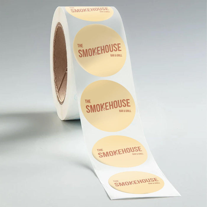 Circle Glossy Restaurant To-Go Labels (Waterproof)