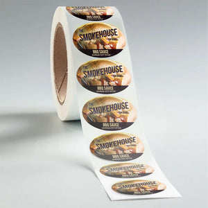 Stomp Restaurant - Labels Oval Glossy Restaurant To-Go Labels (Waterproof)