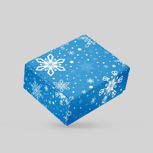 Stomp Packaging 3.625" x 3.625" x 2" / White Paperboard 18pt / Snowflakes Holiday Small Fold-Over Boxes