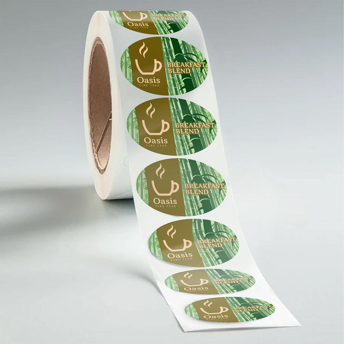 Oval Glossy Tea Packaging Labels (Waterproof)